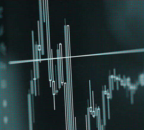 Digital display of candlestick stock price charts